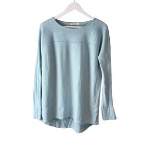 Woolovers Wool Cashmere Blue‎ Ribbed Knit Crew Neck Sweater Long Sleeve Size L